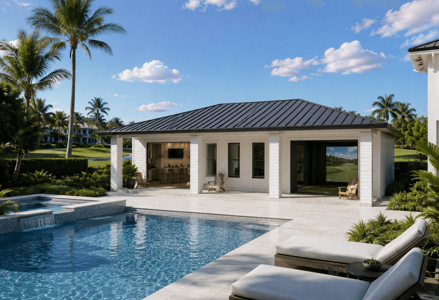 Luxury accessory dwelling unit beside a pool